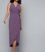 Lavender Crepe plain stitched   Dress