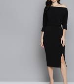 Black Crepe plain stitched   Dress