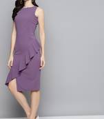 Lavender Crepe plain stitched   Dress