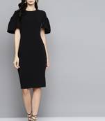 Black Crepe plain stitched   Dress