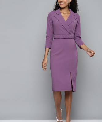 Lavender Crepe plain stitched   Dress 1