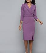 Lavender Crepe plain stitched   Dress