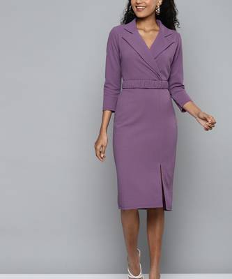 Lavender Crepe plain stitched   Dress 4