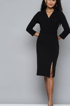 Black Crepe plain stitched   Dress