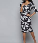 Black cotton Printed stitched   Dress