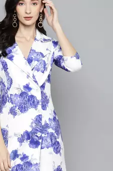 White  cotton Printed stitched   Dress