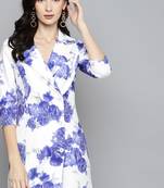 White  cotton Printed stitched   Dress