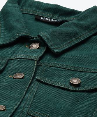 Green Denim plain stitched   Dress 5