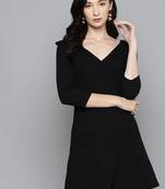 Black cotton plain stitched   Dress