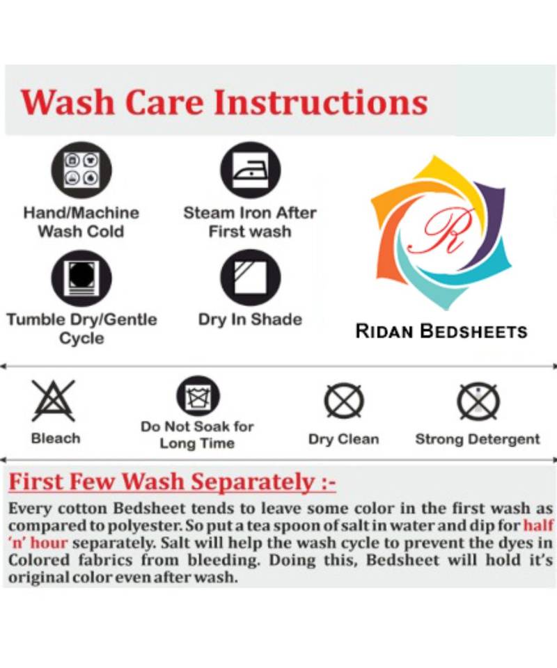 multicolor COTTON PRINTED KING SIZE DOUBLE BED SHEET WITH PILLOW COVER