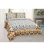 multicolor COTTON PRINTED KING SIZE DOUBLE BED SHEET WITH PILLOW COVER