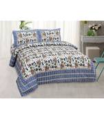 multicolor COTTON PRINTED KING SIZE DOUBLE BED SHEET WITH PILLOW COVER
