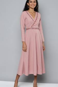 Pink Flex plain stitched   Dress