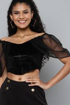 Black Velvet plain stitched   Dress