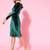 Green Velvet plain stitched   Dress