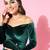 Green Velvet plain stitched   Dress