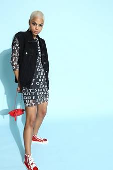 Black net Printed stitched   Dress