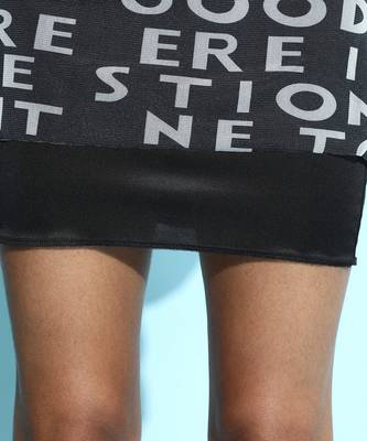 Black net Printed stitched   Dress 5