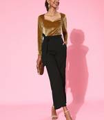 Gold Velvet plain stitched   jumpsuit