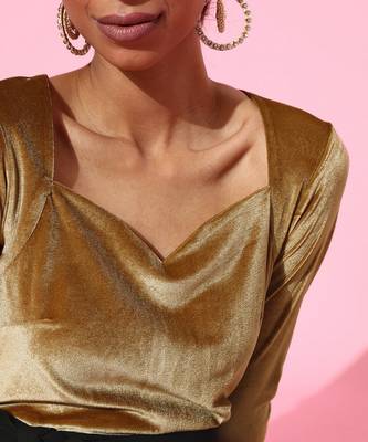 Gold Velvet plain stitched   jumpsuit 5