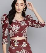 Maroon cotton Printed stitched top