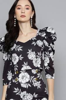 Black cotton Printed stitched top