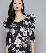 Black cotton Printed stitched top