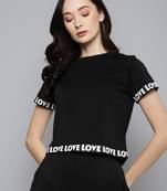 Black cotton plain stitched top