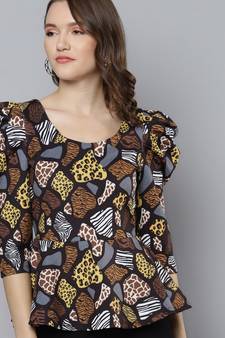 Black cotton Printed stitched top