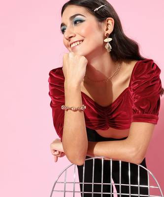 Red Velvet plain stitched top 1