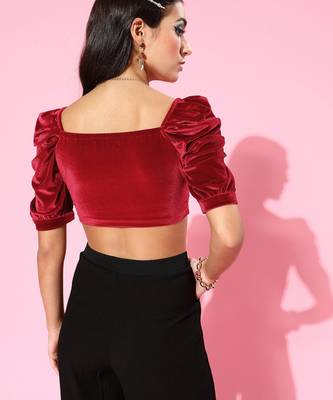 Red Velvet plain stitched top 3