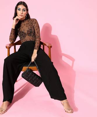 Brown net Printed stitched top 2