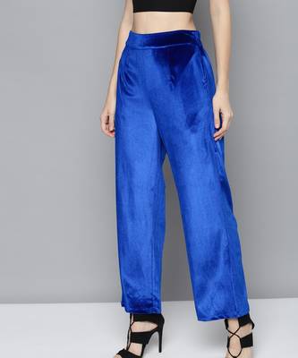 Royal Blue Velvet Straight Pants 2