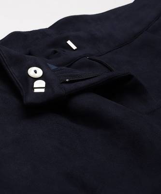 Navy Suede Button Hem Pants 5