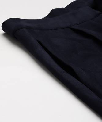 Navy Suede Button Hem Pants 6
