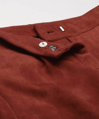 Rust Suede Button Hem Pants 5
