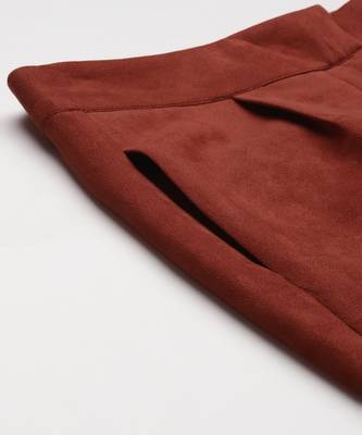 Rust Suede Button Hem Pants 6