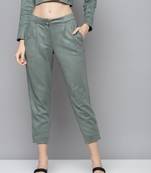 Olive Suede Button Hem Pants