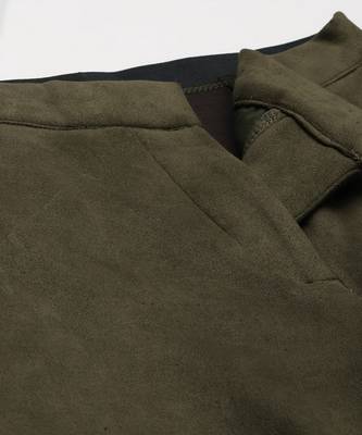 Olive Suede Straight Fit Pants 5