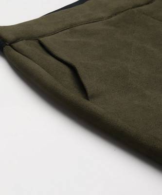 Olive Suede Straight Fit Pants 6