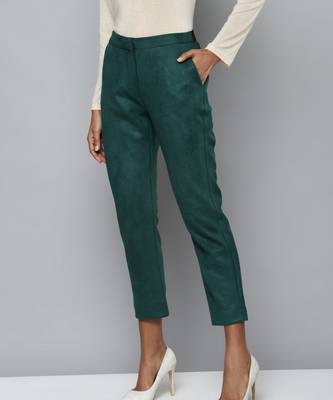 Emerald Green Suede Straight Pants 2