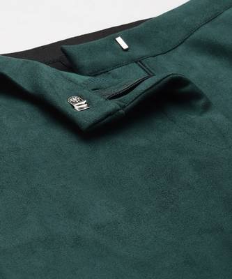 Emerald Green Suede Straight Pants 5