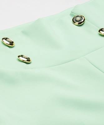 Mint Green Scuba Front Button High Waist Pants 5