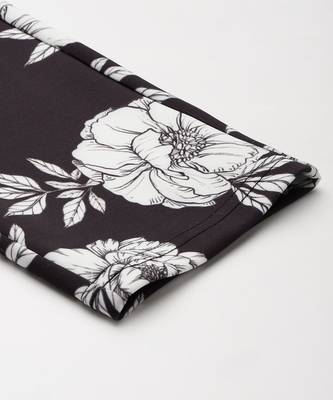 Black Floral Scuba Front Button High Waist Pants 6