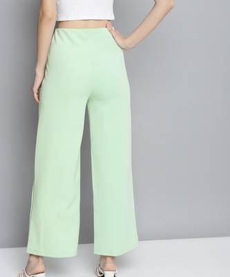 Mint Green Scuba Side Button Flared Track Pants 3
