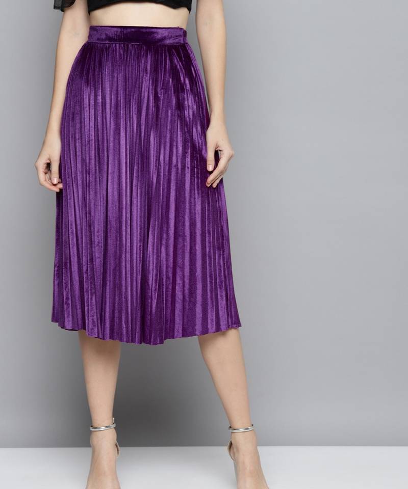 Purple Velvet Pleated Skirt SASSAFRAS 3656360