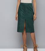 Emerald Green Suede Pencil Skirt
