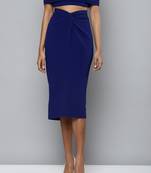 Royal Blue Twisted Midi Skirt