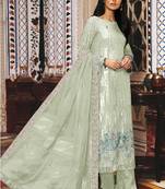 light-green georgette semi stitched embroidered top & bottom with dupatta