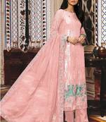 peach georgette semi stitched embroidered top & bottom with dupatta